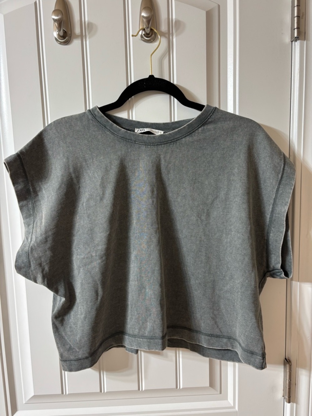 Zara Washed Charcoal Cropped Tee